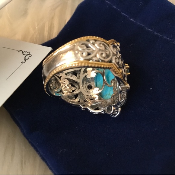 Vintage Michael Valitutti 925 & 18K Yellow Gold Embrace Natural Gemstone Ring - Picture 3 of 11